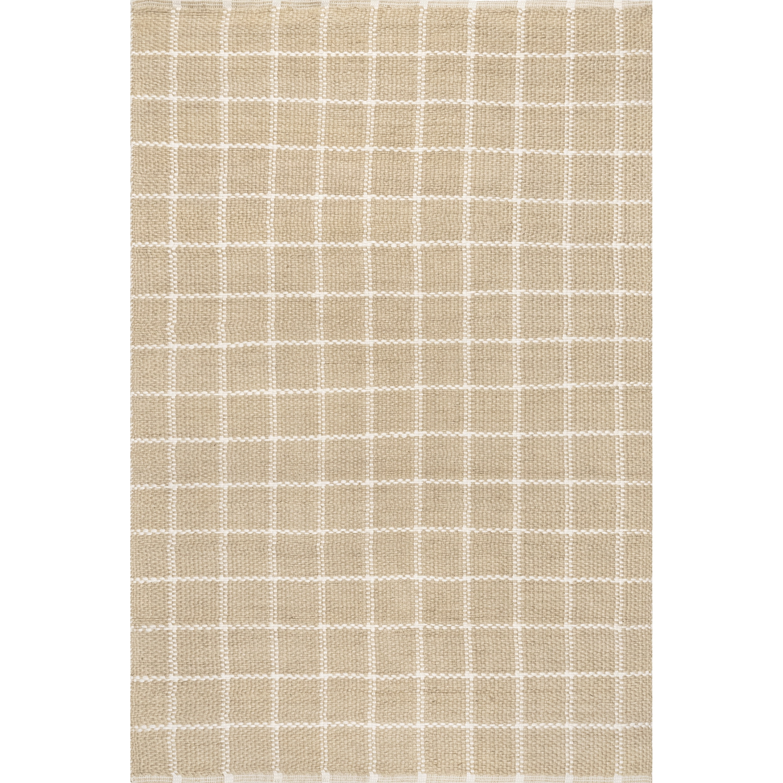 nuLOOM Ella Hand Woven Jute Farmhouse Checkered Flatweave Area Rug, 5' x 8', Natural