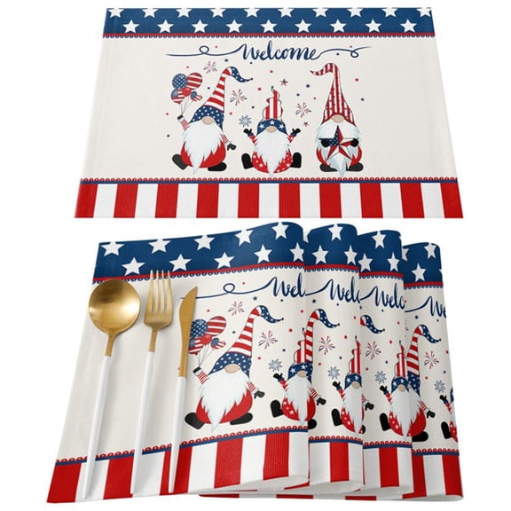 Independence Day Placemats - Set of 4, 4th of July Patriotic Table Mats for Home Decorations, American USA Flag Place mats for Memorial Day Home Kitchen Dinner