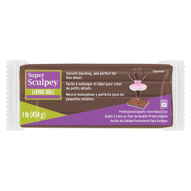Sculpey Living Doll Clay, material para esculpir espresso, 454 g