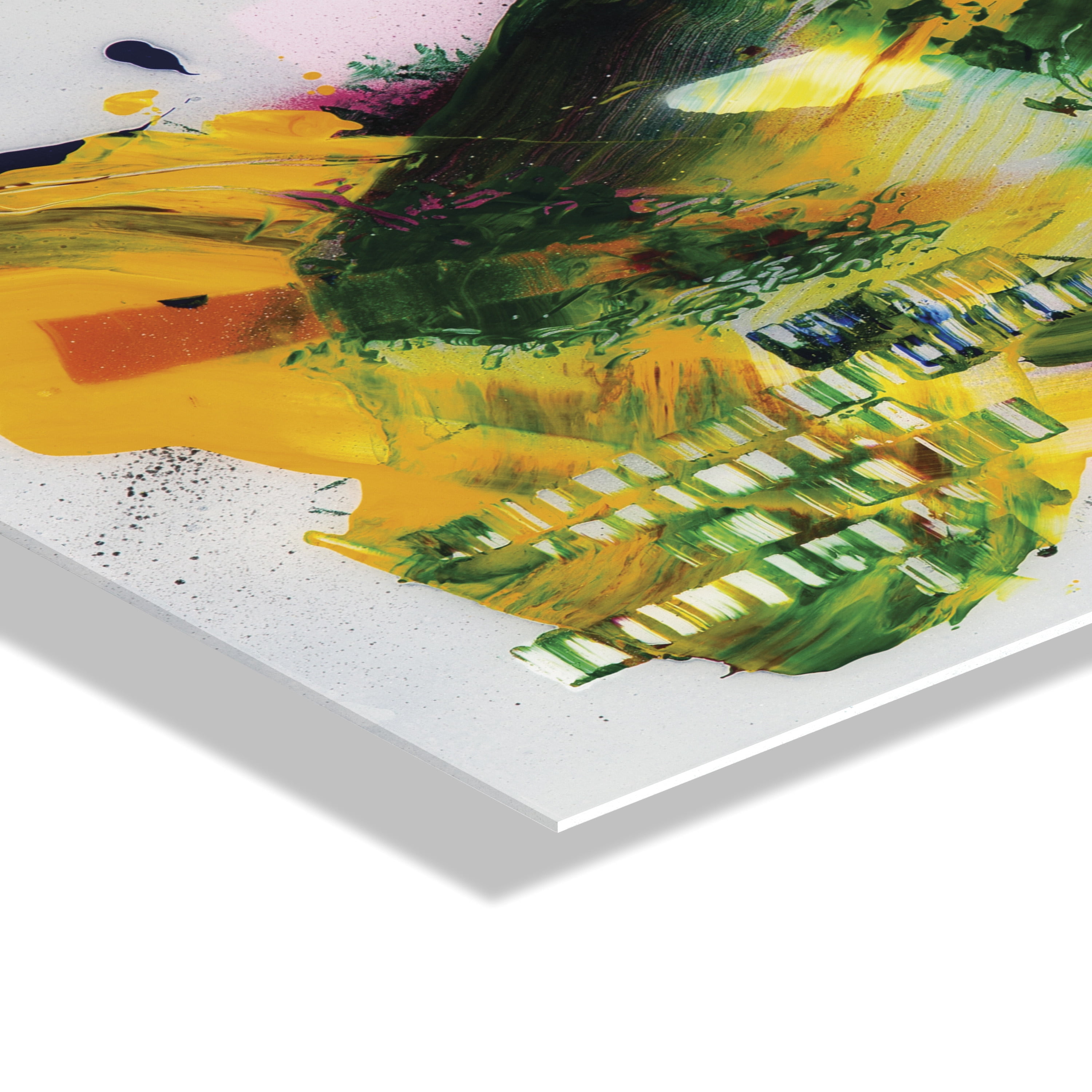Kate and Laurel Garden of a Split Second Painting Floating Acrylic Art by Grant Mahr, 23x31, Decorative Abstract Art with Natural Color Palette