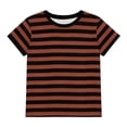 thumbnail image 6 of Byoo Striped Print T-Shirt for Little Boys Casual Short Sleeve Round Neck Comfortable Tshirt Casual Daily Pullover Top， Orange, 6 of 6