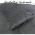 thumbnail image 3 of Cozy Line Dark Gray Velvet Basketweave Luxurious Velveteen Velour Super Soft Quilt Bedding Set, Queen, 3 of 7