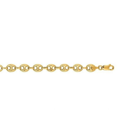Royal Chain PG119-24 24 in. 14K Yellow Gold Lite Puffed Mariner Chain with Lobster Clasp