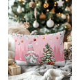thumbnail image 3 of Christmas Decorative Throw Pillow Covers 12x20 Inch Set of 2 Pink Gnome Pillow Cases for Couch, Christmas Balls Tree Cushion Case for Living Room Bedroom Bed Car Chair, 3 of 8