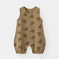 thumbnail image 2 of Toddler One Piece Pajamas Crew Neck Sleeveless Cute Print Jumpsuit Summer Comfy Casual Newborn Outfit (6-9 Months, Coffee), 2 of 5