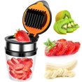 thumbnail image 1 of Cortador de plátanos, cortador de kiwi, cortador de huevos de fresa de acero inoxidable resistente para frutas blandas, preparación rápida de frutas y verduras, 1 of 5