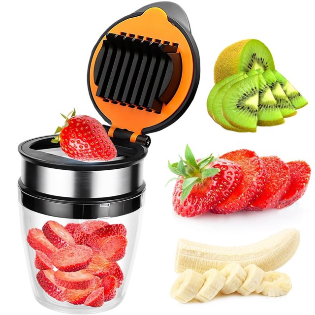 Cortador de plátanos, cortador de kiwi, cortador de huevos de fresa de acero inoxidable resistente para frutas blandas, preparación rápida de frutas y verduras