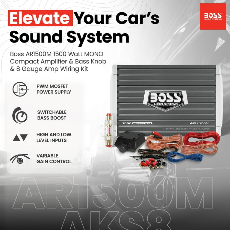 Boss AR1500M 1500 Watt MONO Compact Car Audio Amplifier with