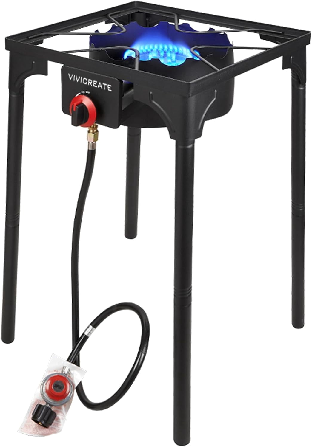 Vivicreate 30000 BTU free standing Outdoor Stove, Side burners,Camping Stove, 0-20 PSIG high pressure stove include CSA listed regulator and gas pipe
