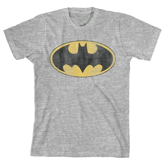 Batman Distressed Bat Logo Youth Athletic Heather Graphic Tee-Medium