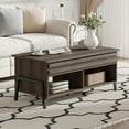 thumbnail image 2 of WAMPAT Mid-Century Lift Top Coffee Table for Living Room, Rising Tabletop with Storage Compartment, Brown, 2 of 8