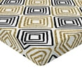thumbnail image 2 of Ambesonne Modern Fitted Sheet, Square Shaped Lines, Twin Size, Black White Yellow, 2 of 3