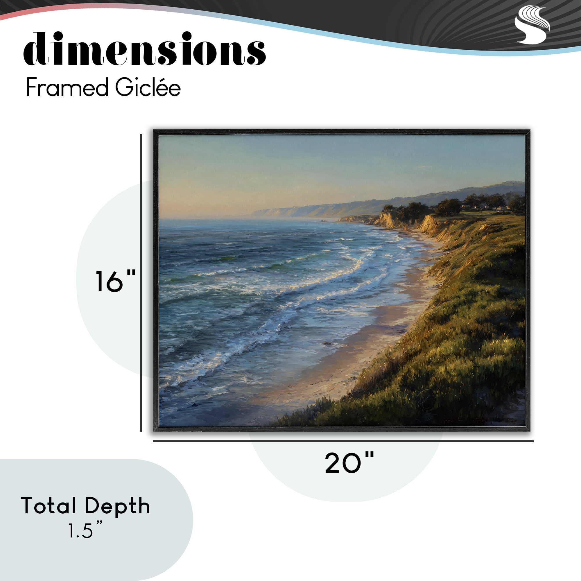 Stupell Industries Rounded Coastline View Black Framed Giclee Art, design by Franklyn Gregory