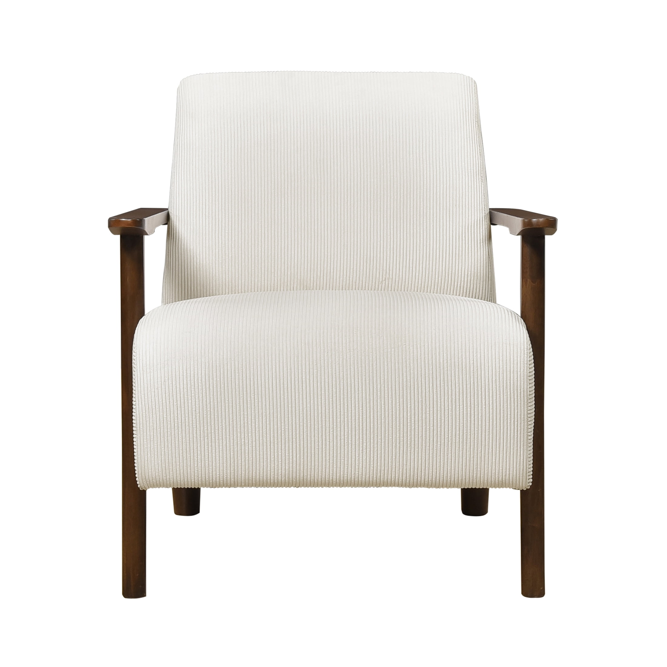 OakvillePark Aralune Corduroy Accent Chair, Beige and Brown Wood Finish