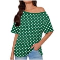 thumbnail image 2 of FDGIU Women's Off Shoulder Oversized T-Shirt - Short Sleeve Tee Summer Casual Beach Shirt Loose Fit Comfy House Outfits Spring Fashion, 2 of 6