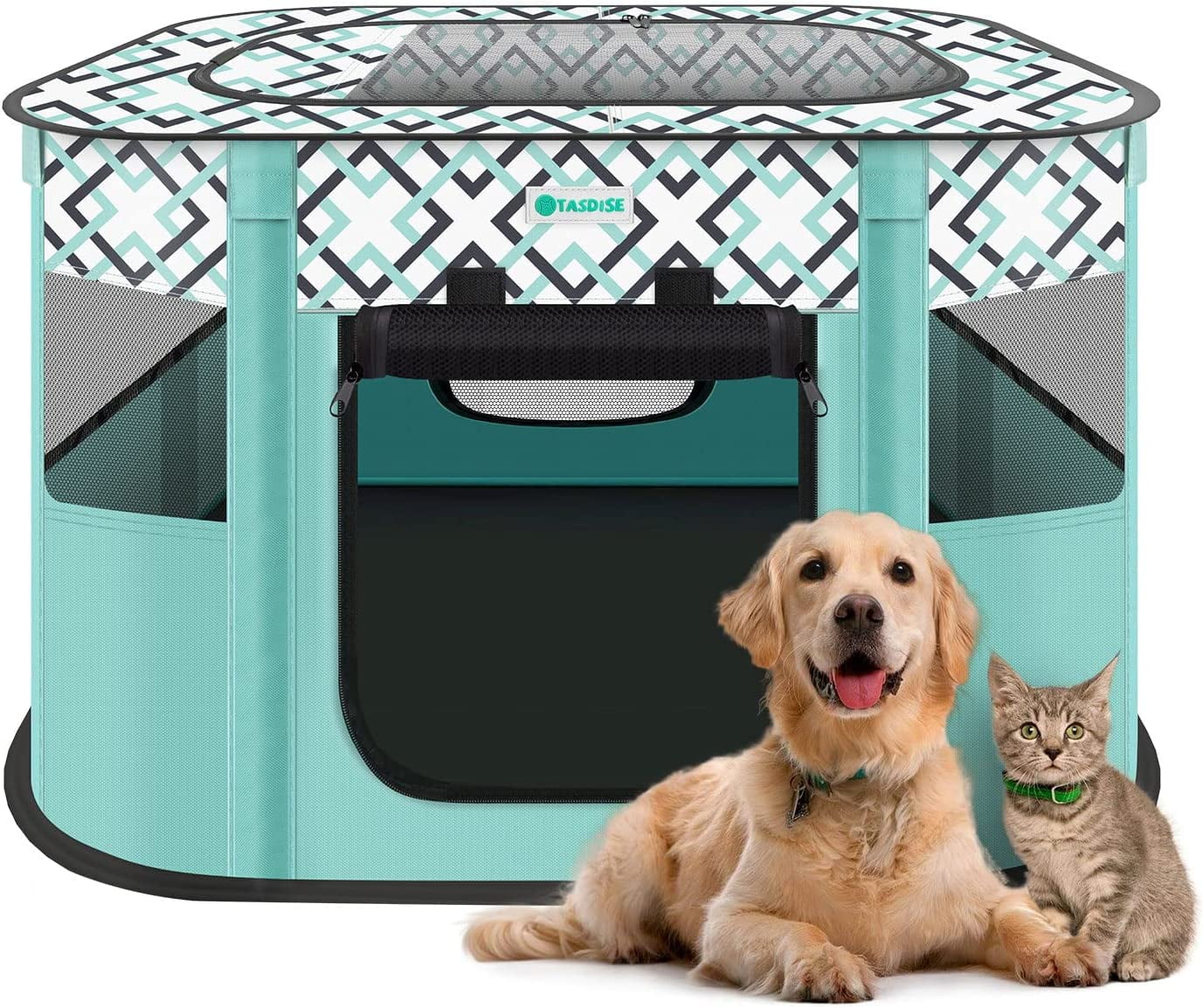 Tasdise Portable Pet Playpen Exercise Play Tent Kennel for Puppy Dog