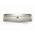 thumbnail image 4 of Mens Chisel 6mm Titanium Grooved and Brushed Wedding Band Ring, 4 of 5