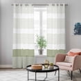 thumbnail image 5 of Sage Green Stripe Kitchen Curtains 96 Inch Length, Modern Rustic Horizontal Green Striped Grommet Top Bedroom Living Room Curtains, Light Filtering Cafe Curtain Drapes 2 Panels Set 104''x96'', 5 of 9
