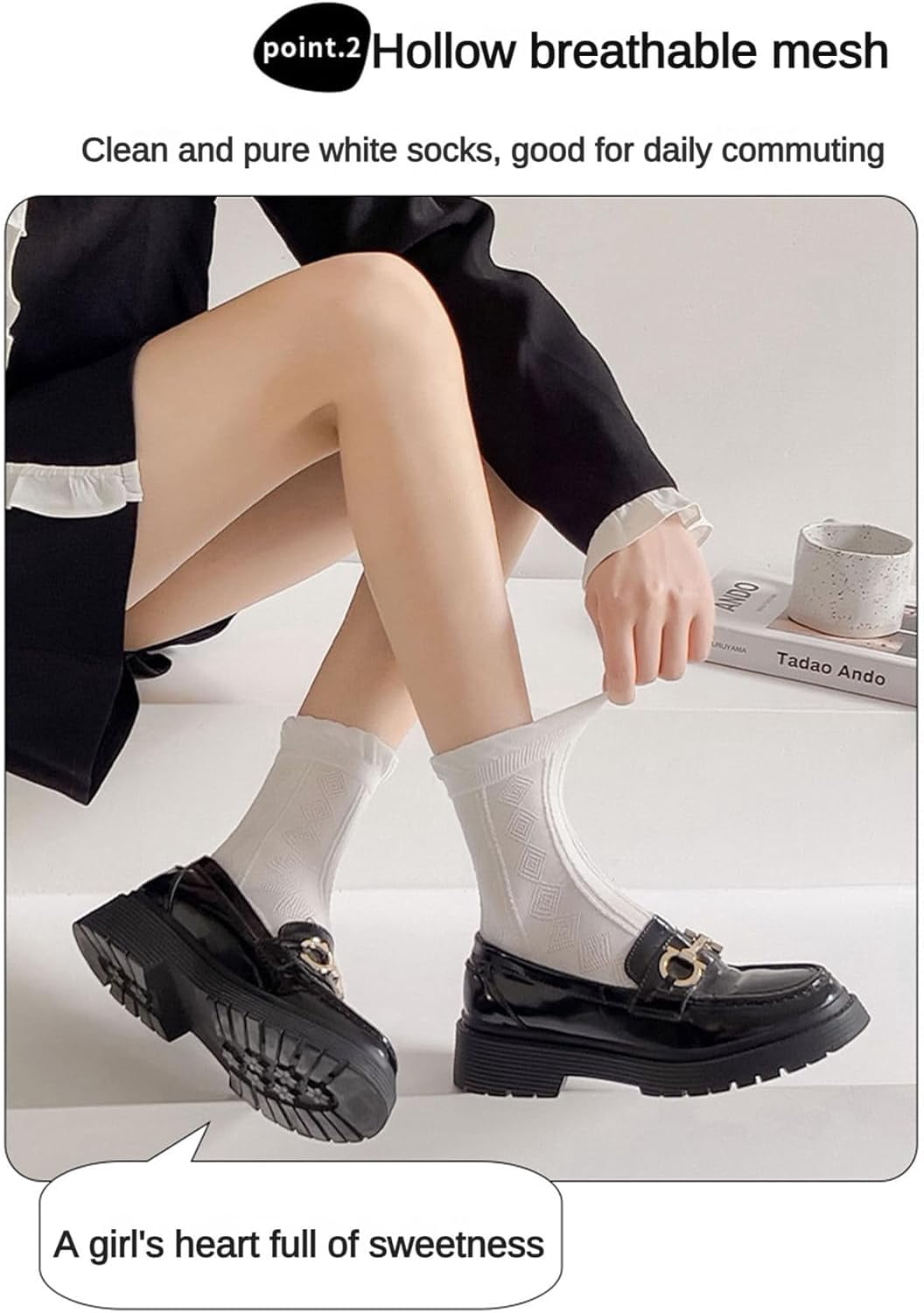 Zhengup Women's 5 Pairs Bow Lace Ruffled Ankle Socks