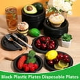 thumbnail image 4 of 200pcs Heavy Duty Round Dinner Party Plates - Disposable Black Plastic Plates for Birthday Party, Buffet, Travel, Picnic, 4 of 7