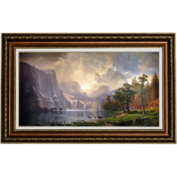 ELITEART-Among the Sierra Nevada Mountains, California (1868), By Albert Bierstadt Oil Painting Reproduction Giclee Wall Art Canvas Prints-Framed Size:21" x 30"