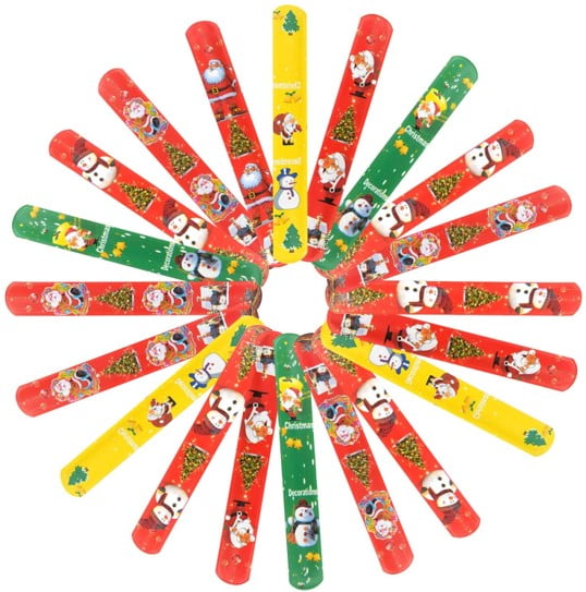 Christmas Slap Bracelets Slap Wrist Bands with Santa Claus Snowman - 4 Pack