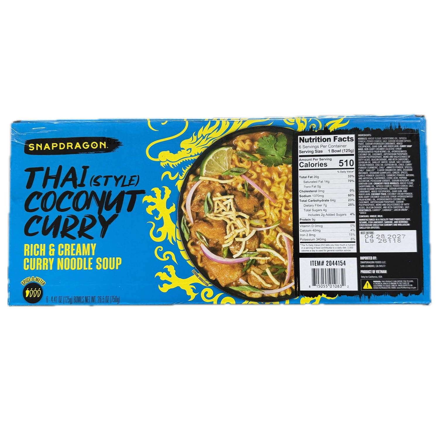 Snapdragon Thai Style Coconut Curry Noodle Soup, 4.41 Ounce (Pack of 6)
