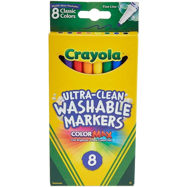 Rotuladores lavables ultra limpios Crayola, línea fina, suministros escolares, 8 unidades