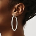 thumbnail image 3 of 925 Sterling Silver Anti-Tarnish Coating Women's 3mm Textured Tube Hoop Earrings | 45mm, 3 of 4