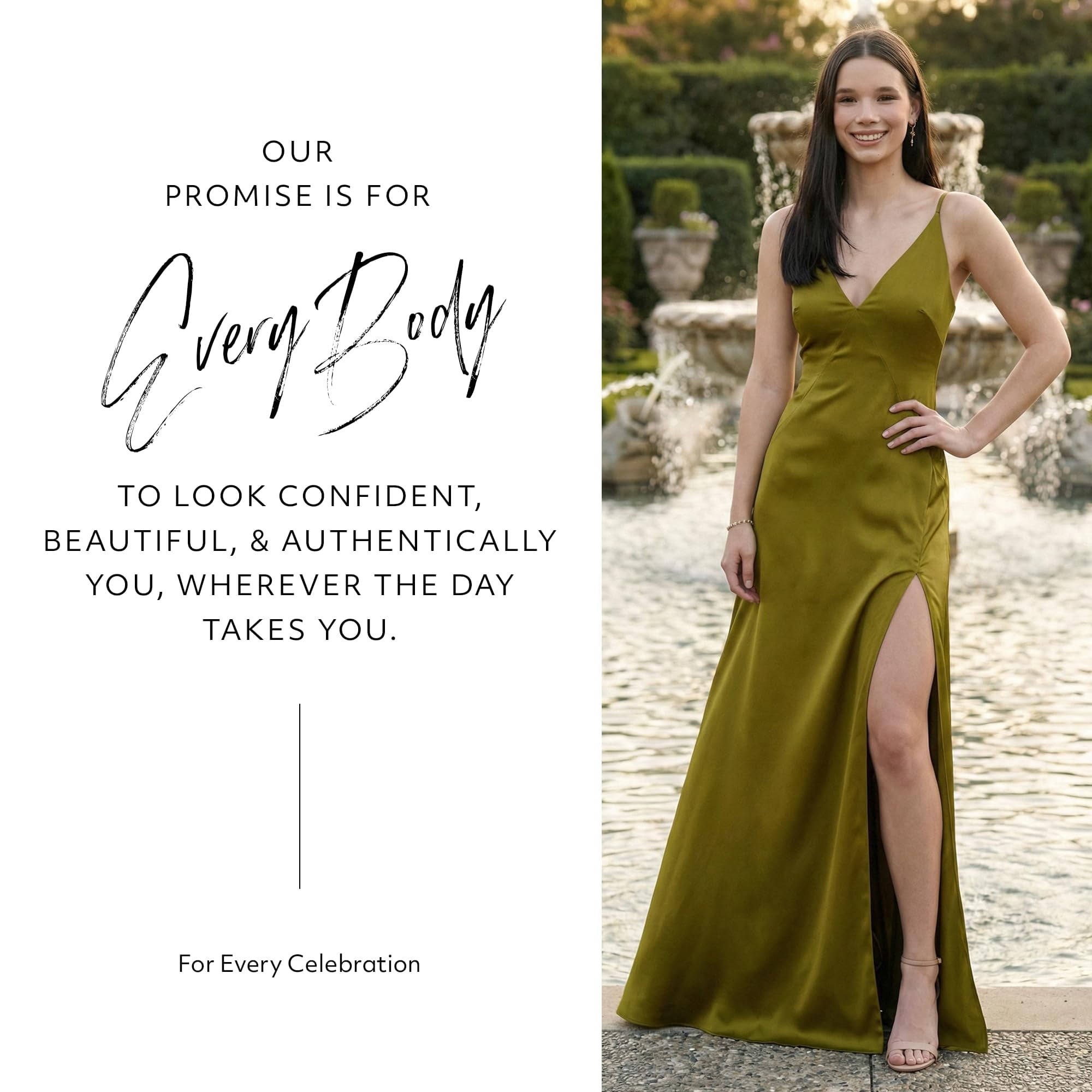 Kirablend Esme Charmeuse Plunge-Neck Seamed A-Line Gown