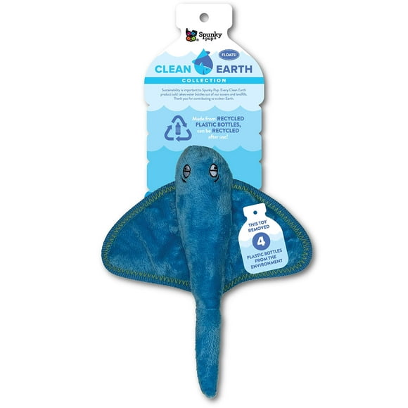 Spunky Pup Clean Earth Plush Stingray | Made from 100% Recycled Water Bottles | Small