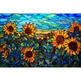 thumbnail image 1 of Kit de pintura por números sobre lienzo, arte al óleo artesanal, vidriera, imagen de girasol, 60x40cm, 1 of 9
