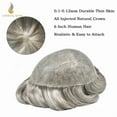 thumbnail image 3 of LYRICAL HAIR Men's Hairpiece 7X9 Full PU Toupee Hair for Men Human Hair Replacement System Thin Skin Silicone Mens Toupee Hair Units #580 Medium Light Brown with 80% Gray, 3 of 6