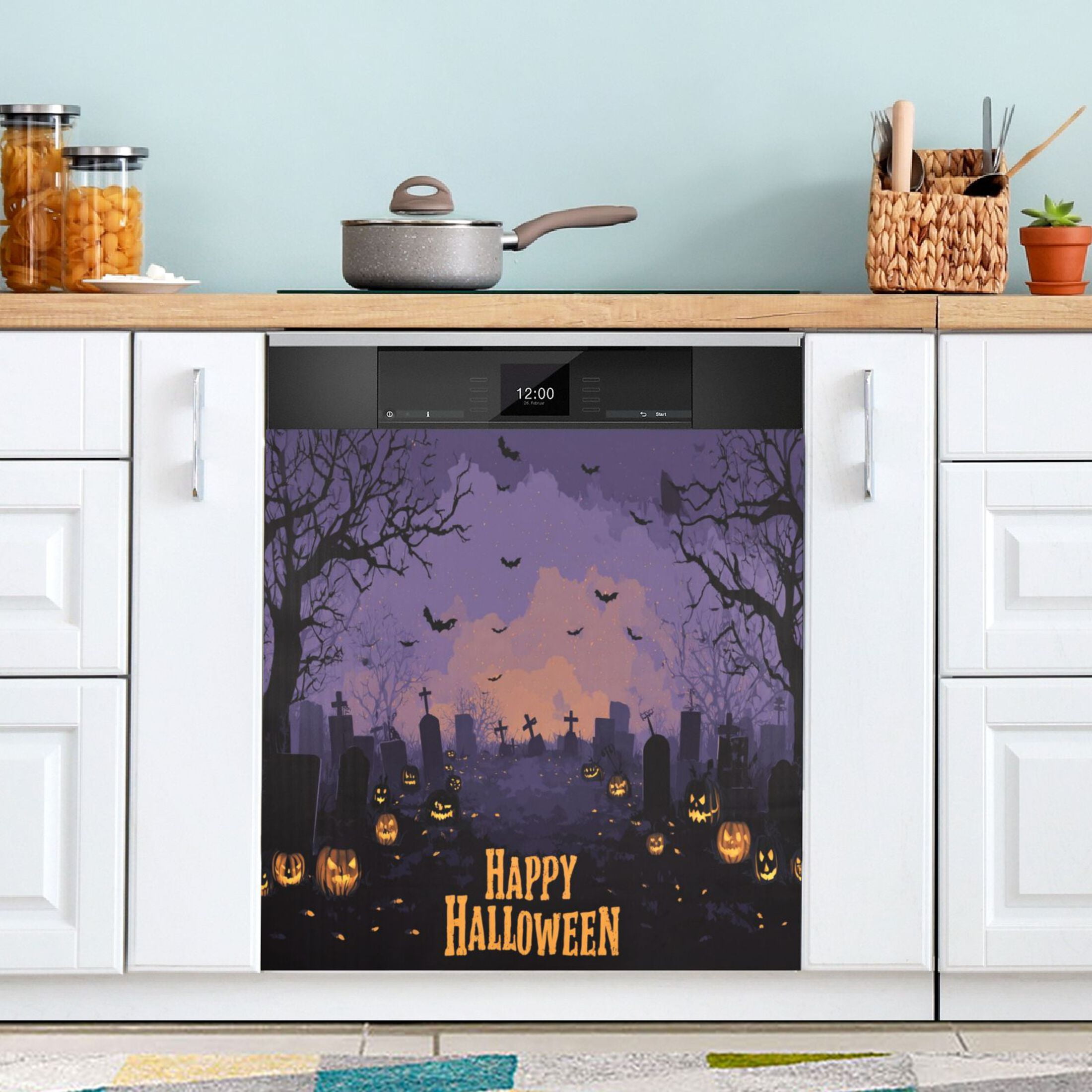 Dishwasher Magnetic Sticker 23x26 Inch Refrigerator Magnetic Sticker Washing Machine Magnetic Sticker Kitchen Panel Magnetic Sticker Home Decor Halloween Pattern