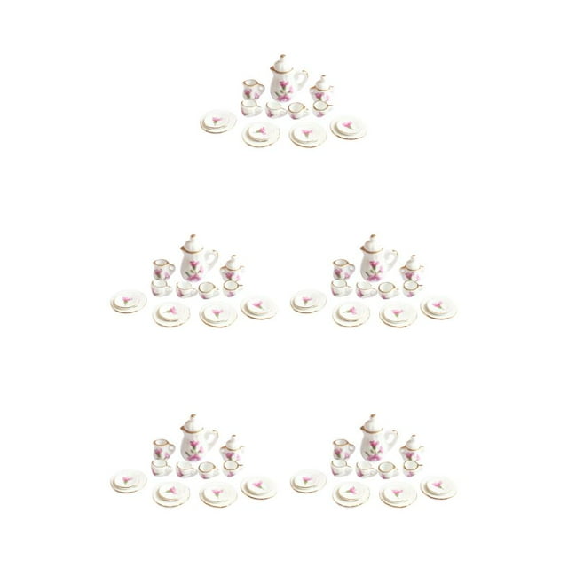 maskred Mini House Tableware Set Miniature Kitchen Ornament Interesting 1/12 Scale Scene Layout Dinnerware Kit Models Props Tulips 5Set