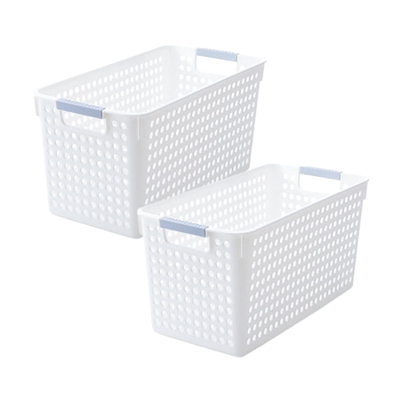 MERILER 2 Pcs Stylish Pink Plastic Laundry Basket with Silver Handles - Lightweight, Space-Saving, and Durable for Family and Dorm Use - Ideal for Sorting Clothes and Organizing Toys