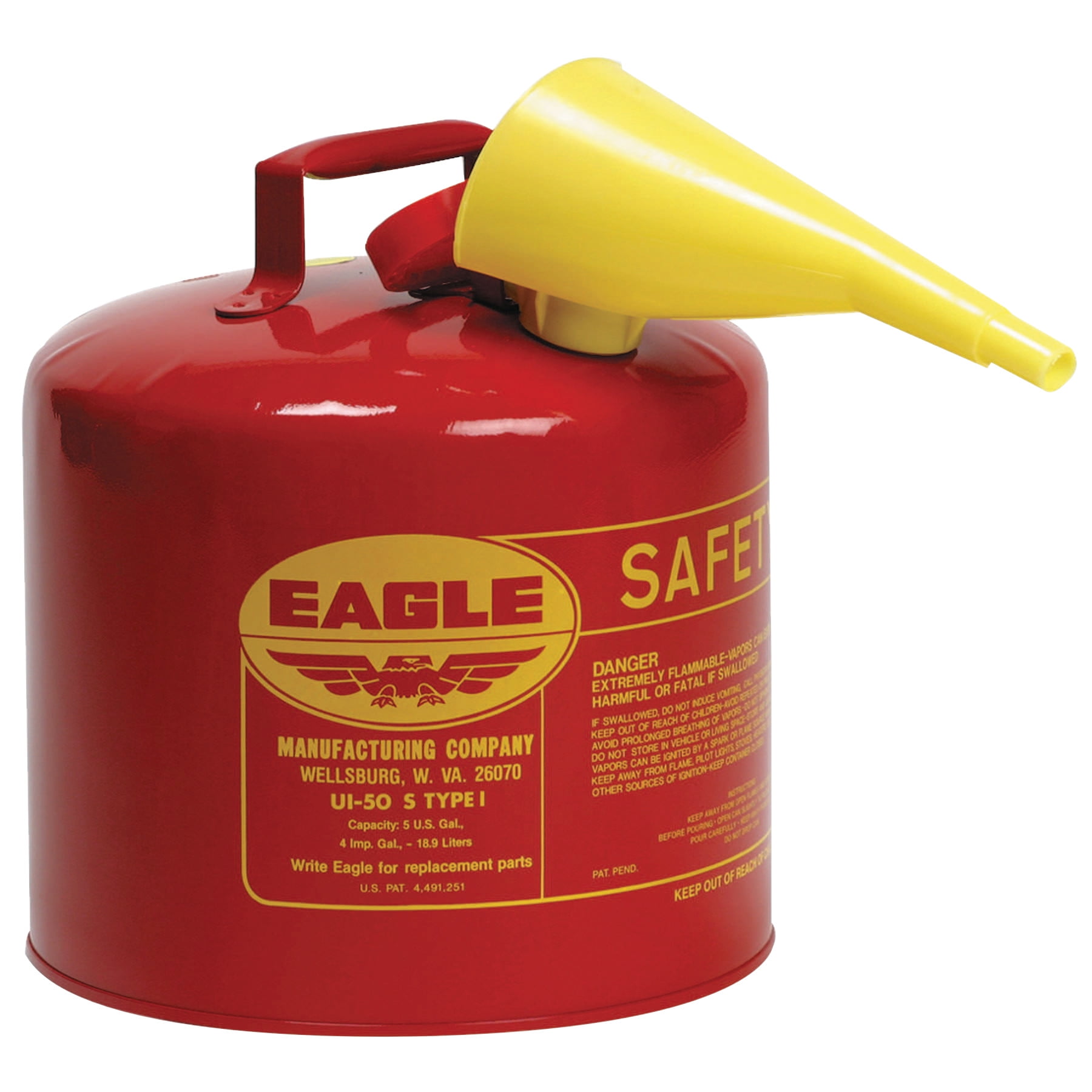 5 Gallons Eagle U2-51-SX5 Type II Safety Can with 5/8" Spout Red 48441221547 
