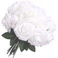 thumbnail image 3 of Flores de rosas artificiales, rosas artificiales de espuma, rosas falsas de aspecto real, decoración para el hogar, ramos de boda, centros de mesa, arreglos para fiestas (25 piezas) Xemadio CDWJ437-4, 3 of 5
