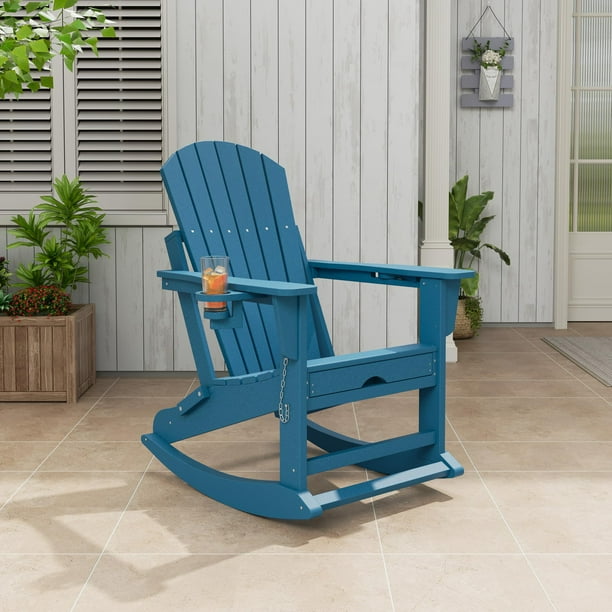 Yeshouse Sillas Adirondack plegables, mecedora de exterior de HDPE resistente a la intemperie con otomana retráctil, asientos Adirondack para patio, terraza o espacios al aire libre
