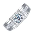 thumbnail image 2 of Forever Jewels 2Ct Round Moissanite Mens Wedding Ring 14K White Gold Plated, 2 of 4