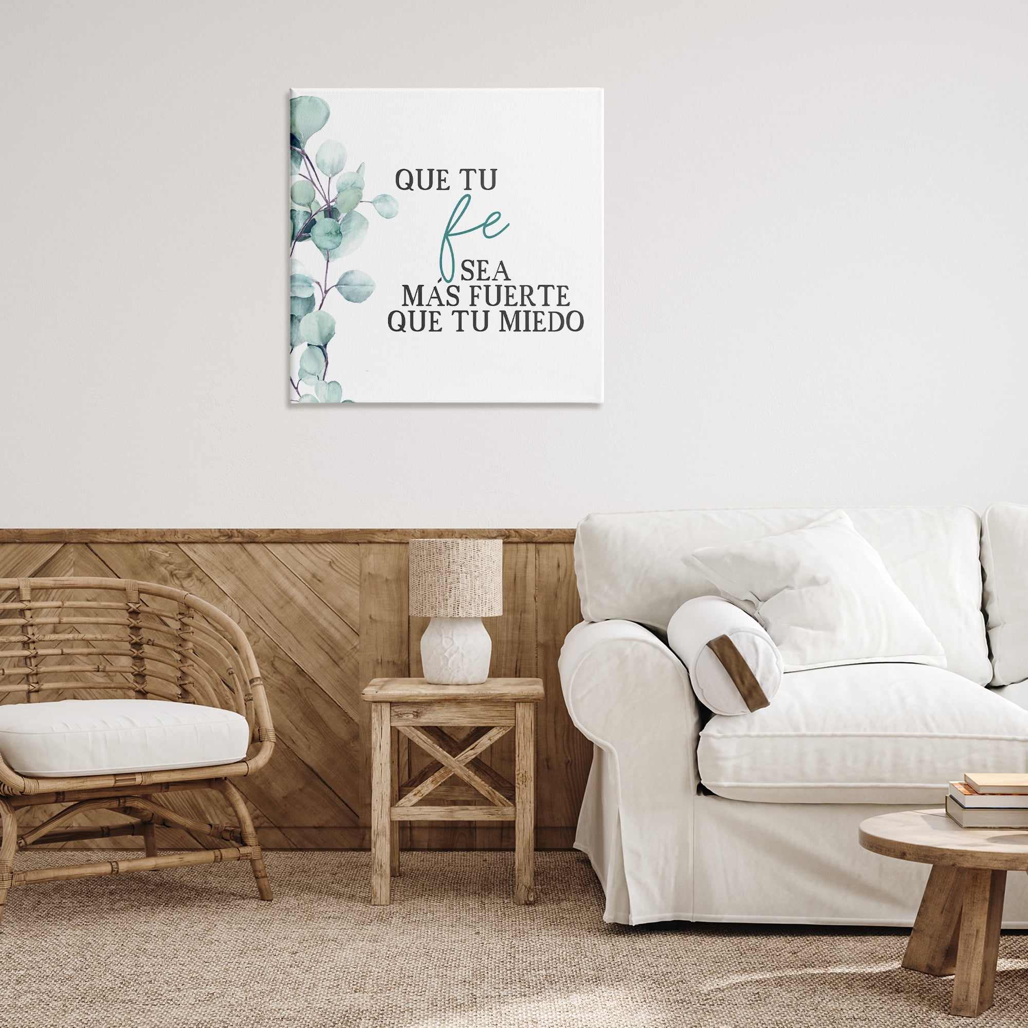 Stupell Industries Que Tu Fe Sea Más Fuerte Religious Quotes and Sayings Painting Wrapped Canvas Art Print Wall Art, 30 x 30