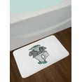 thumbnail image 2 of Hipster Bath Mat, Bulldog in Modern Bohemian Wearings and Sunglasses, Plush Bathroom Decor Mat with Non Slip Backing, 29.5" X 17.5", Grey Mint Green, by Ambesonne, 2 of 2