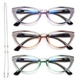thumbnail image 1 of EYEURL cat Eye Reading glasses for Women Blue Light Blocking 3 Pack computer Readers 175 with Spring Hinge Eyeglasses Stylish Bright Flashing Design, 1 of 4