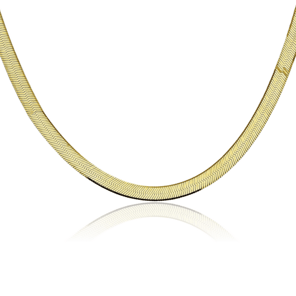 10K Solid Yellow Gold 5.5mm Herringbone Chain Necklace