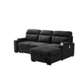 thumbnail image 2 of Kaden Black Fabric Sleeper Sectional Sofa Chaise with Storage Arms and Cupholder, 2 of 7