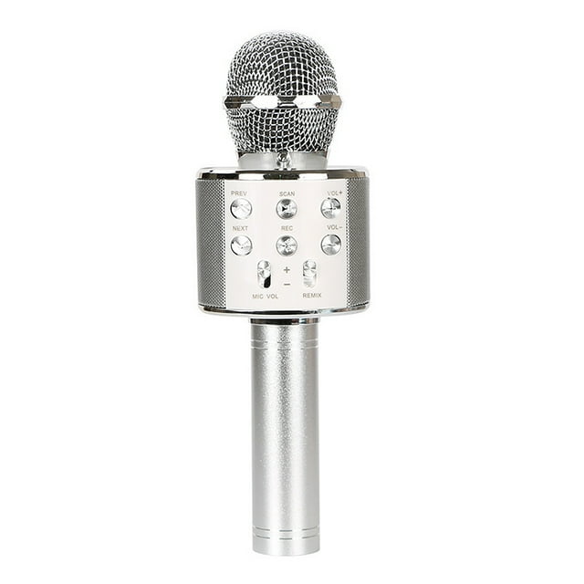ZheElen Microphone à Réduction de Bruit, Microphone de Karaoké Rechargeable Sans Fil, Micro LED Portable, Argent