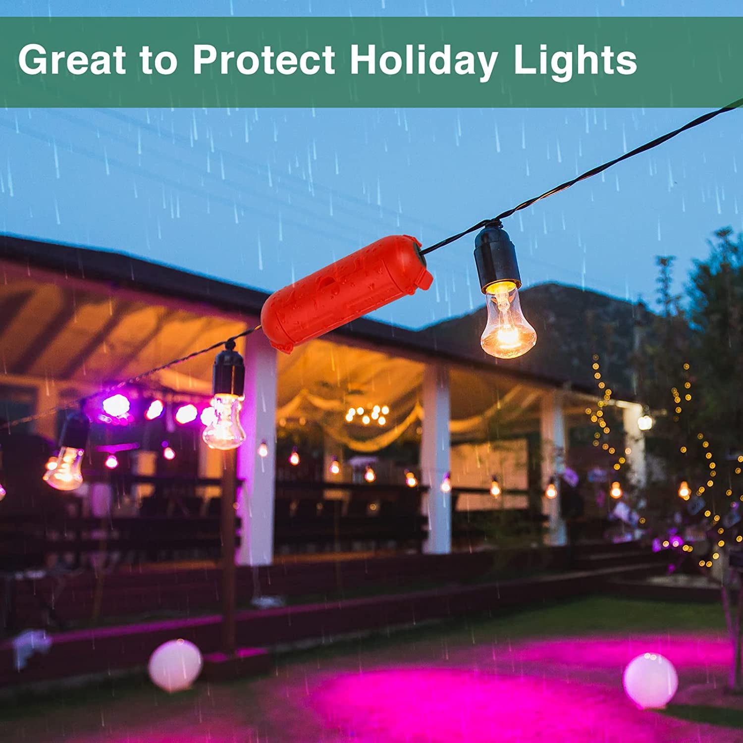 Outdoor Extension Cord Safety Cover with Waterproof Seal, Weatherproof Electrical Connection Box to Protect Outdoor Outlet, Plug, Socket, Christmas Holiday Decoration Light