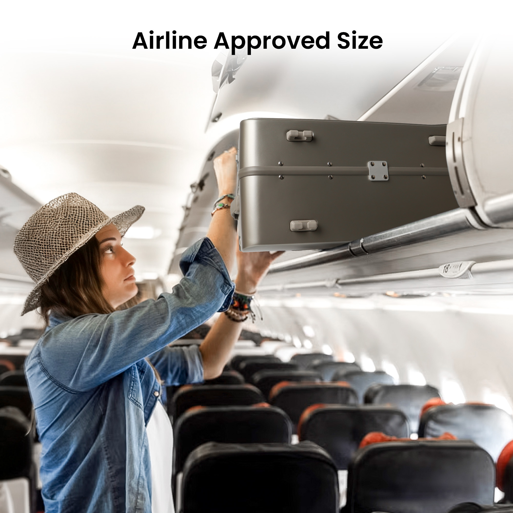 New York Xpress 20" Zipperless Carry-on Luggage, Hardside Aluminum Frame Suitcase with Spinner Wheels, TSA Approved, Silver - LA266