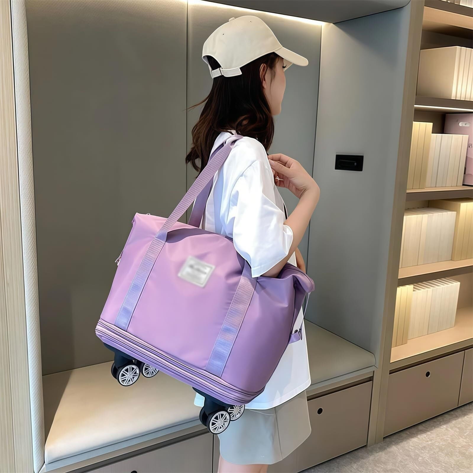 Large Capacity Travel Bag with Wheels, Universal Wheel Removable, Expandable Foldable Duffle Bag