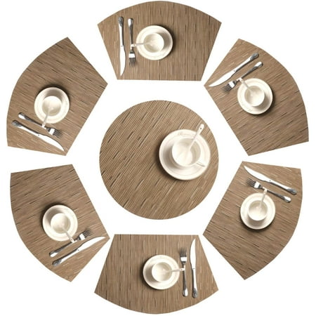 Round Table Placemats Set Of 7 Woven, Wedge Placemats For Round Table Canada